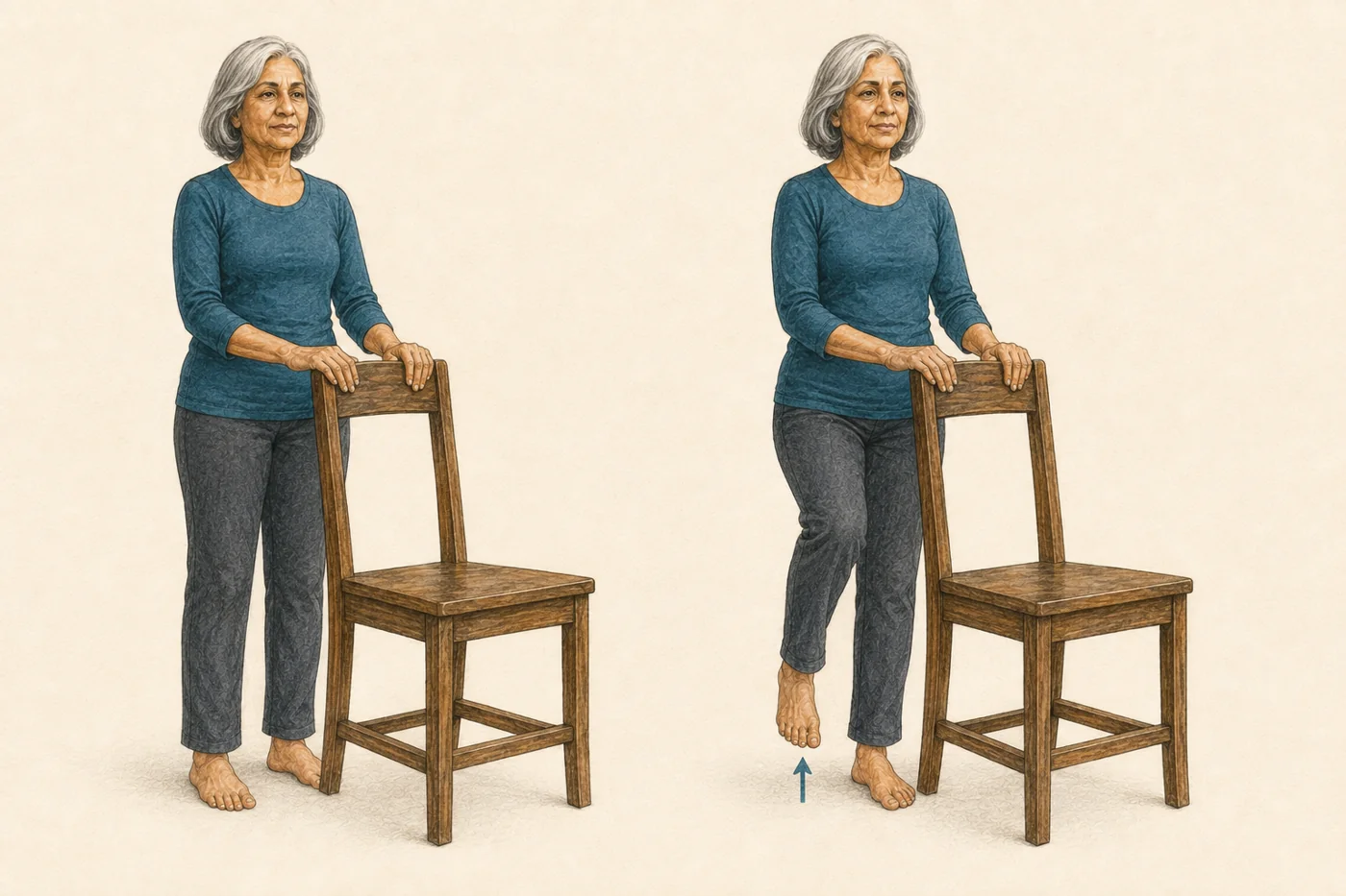 Supported Single-Leg Lift: Practice brief single-leg balance while the chair provides adjustable support.