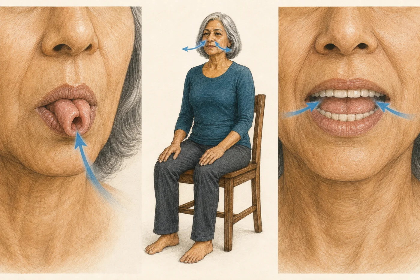 Cooling Breath: Draw air through a curled tongue, then exhale gently through the nose.