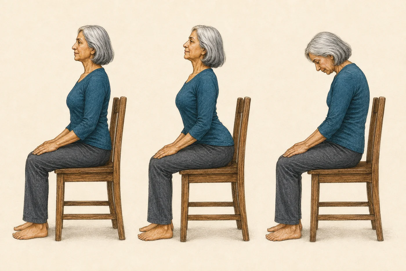 Seated Cat-Cow: Move the spine through gentle flexion and extension while the pelvis stays supported.