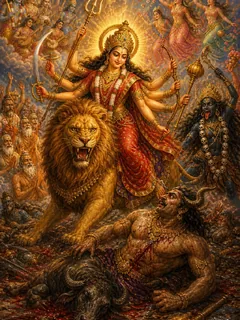 महिषासुर का सामना करती देवी