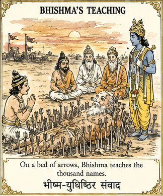 On a bed of arrows, Bhishma teaches the thousand names
