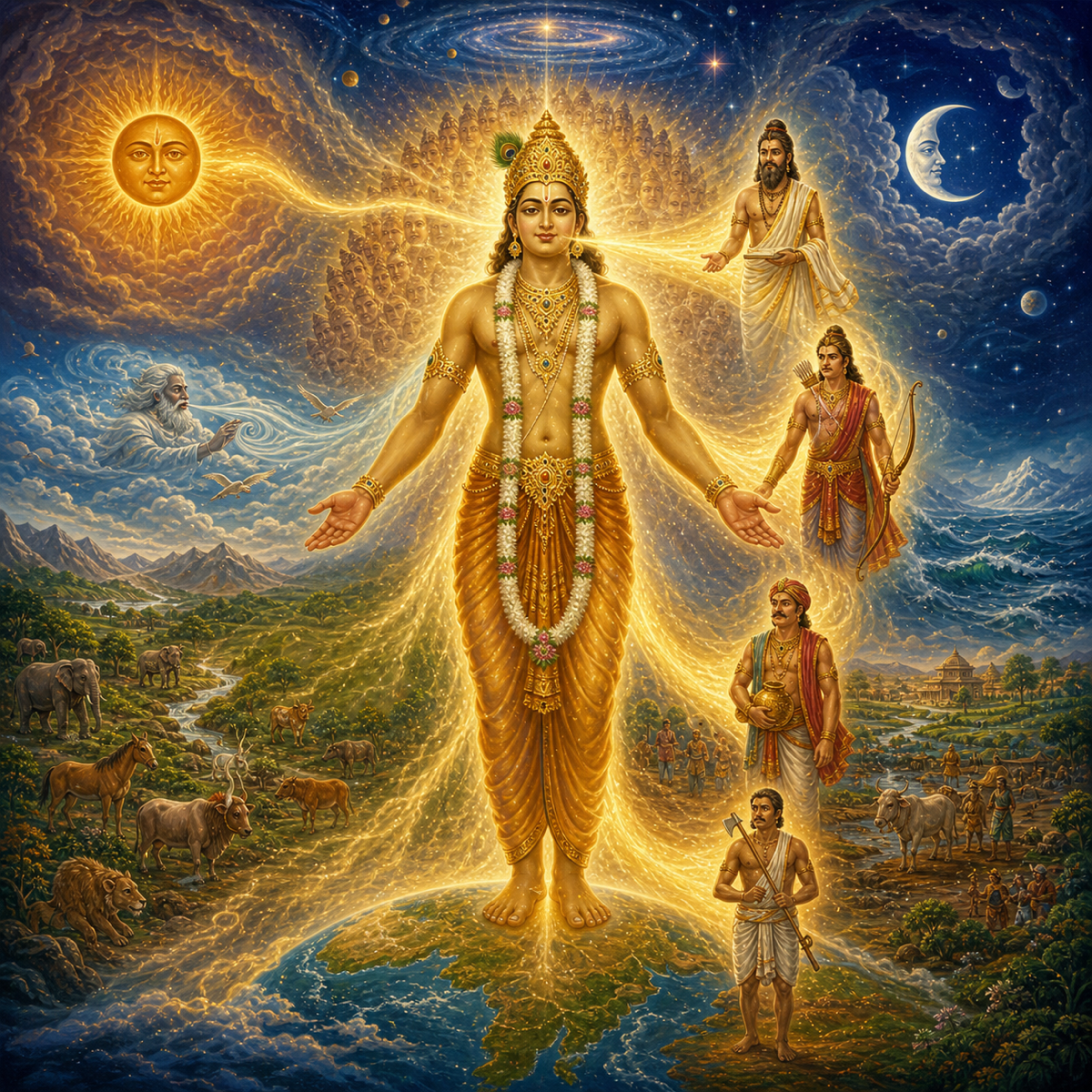 The cosmos and the four varnas emerging from the Purusha