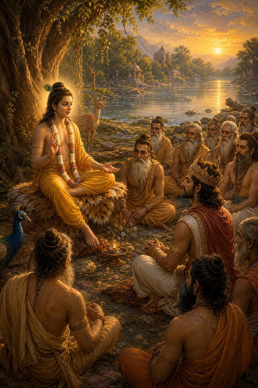 शुकदेव परीक्षित को कथा सुनाते हुए